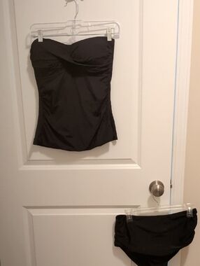 Nicole Miller Black Strapless Tankini Set